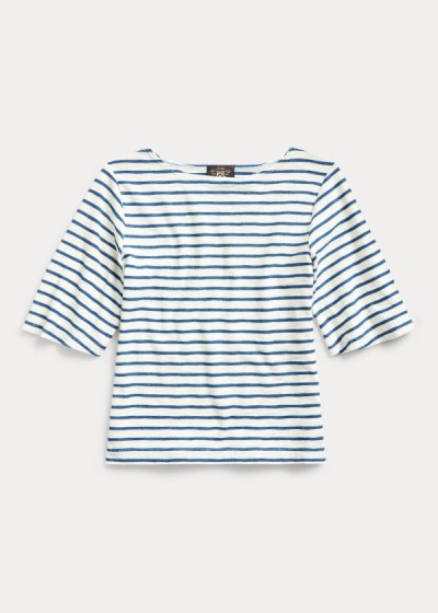 Ralph Lauren Stripe Boatneck Top Dame Danmark (GYFAX5391)